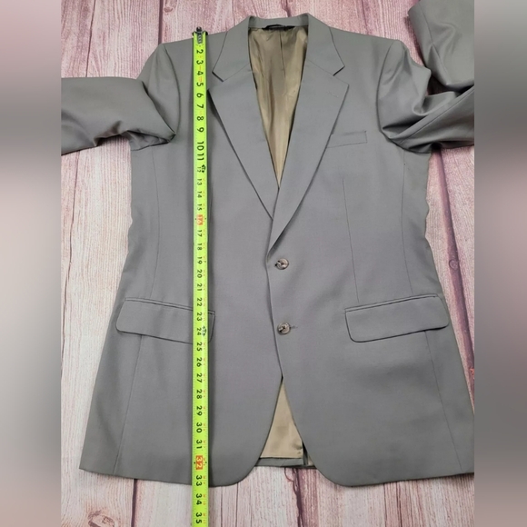 Burberry Men 100% Wool Tweed Tan Herringbone Blazer Jacket Lined - Picture 13 of 16